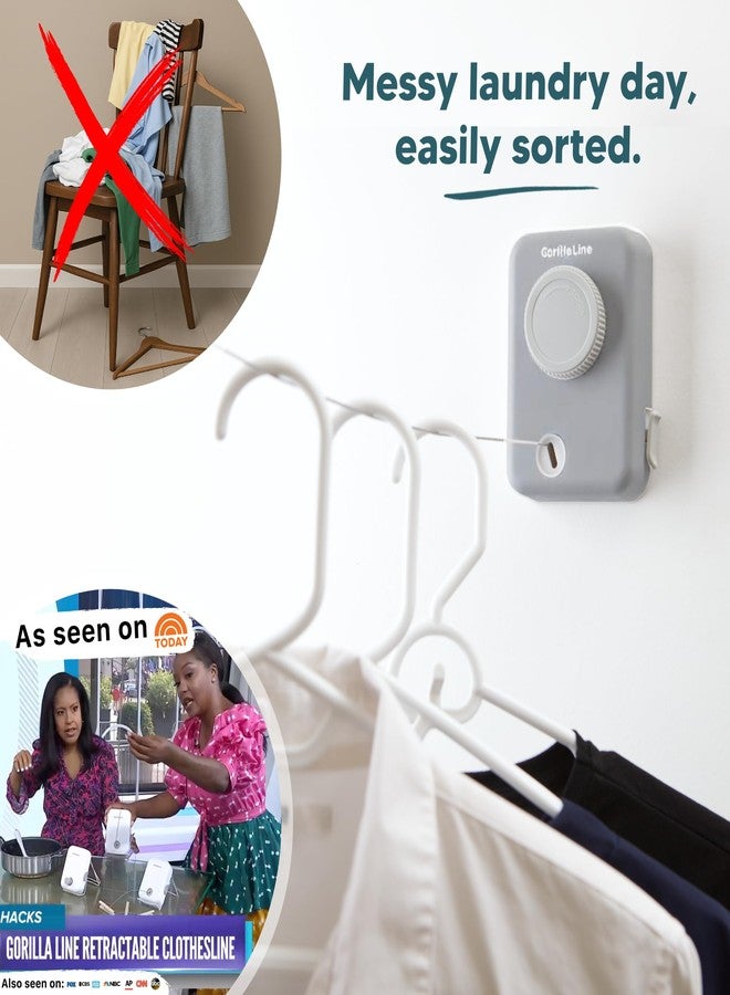 GorillaLine Max - Retractable Clothesline Indoor Outdoor Clothes Line - Heavy Duty Clothes Drying Laundry Line - Wall Mounted Drying Rack - Air Dry Clothing - Max Tighten with GorillaGrip - Image 3
