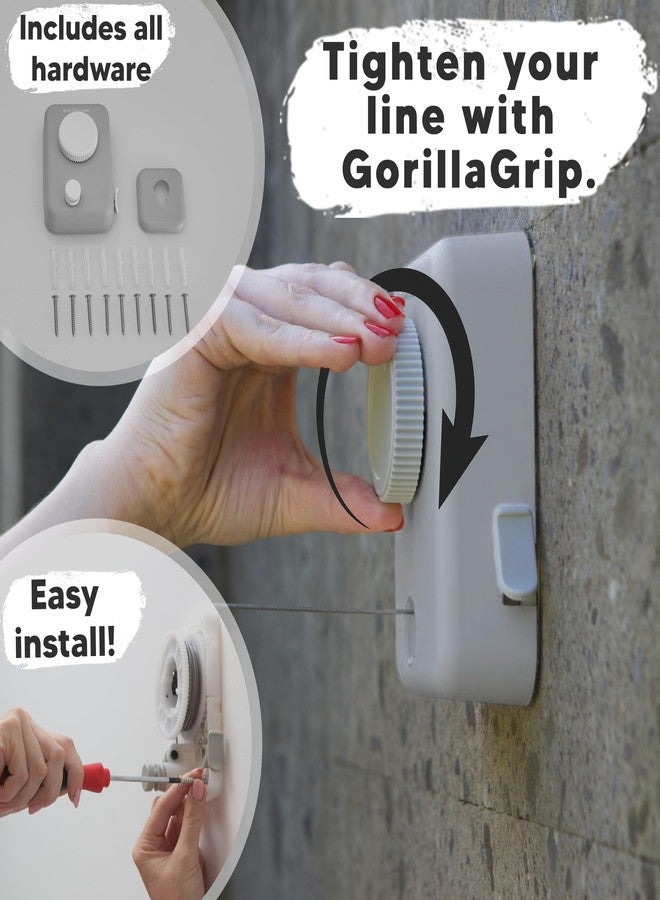 GorillaLine Max - Retractable Clothesline Indoor Outdoor Clothes Line - Heavy Duty Clothes Drying Laundry Line - Wall Mounted Drying Rack - Air Dry Clothing - Max Tighten with GorillaGrip - Image 4