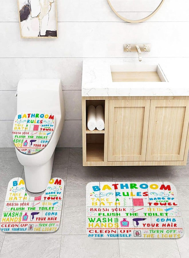 بينباي مجموعة ستائر حمام للأطفال مكونة من 4 قطع، مجموعات حمام مضحكة للأولاد والبنات المراهقين مع سجاد غير قابل للانزلاق وإكسسوارات، وقواعد حمام لطيفة وملونة وغطاء مرحاض من القماش وسجادة حمام، ستارة حمام مع 12 خطافًا. - Image 5