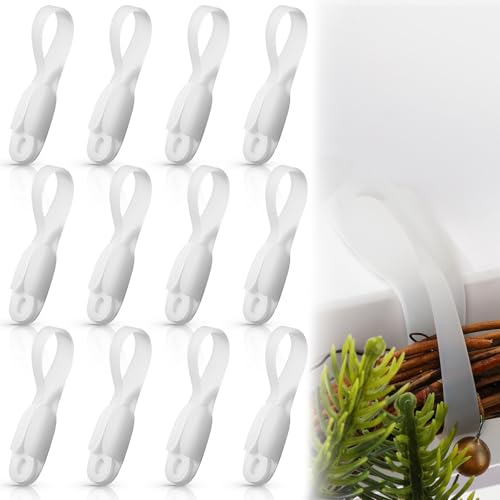 Fiada 12 Pcs Christmas Garland Hanger for Mantle Cord Bundlers Cord Organizer for Appliances, Self Adhesive Kitchen Sticky Silicone Holder Organizer for Christmas Wreath Fireplace(Clear) - Image 1