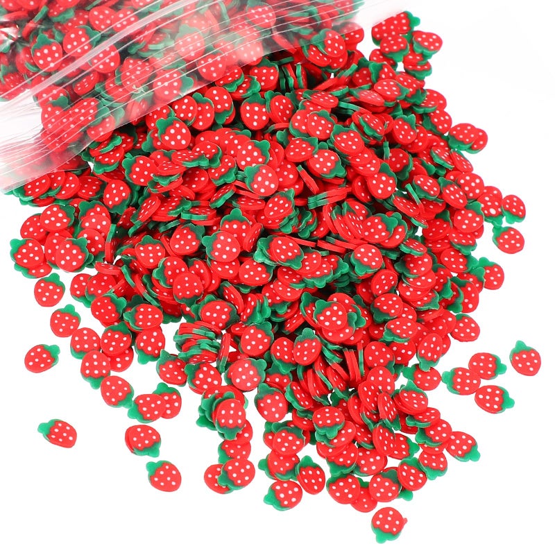 PATIKIL Polymer Clay Slices 100g Strawberry Cartoon Slice Fruit Art Slices Food Polymer Clay for DIY Nail Decor Crafts Making DIY Filler Accessories Red Green - Image 3