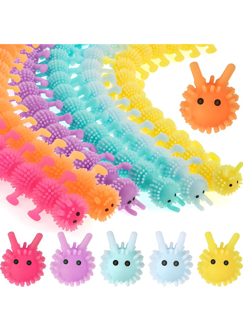 MAGIC VAULT 24 Pcs Fidget Worm Stretchy Strings Toy Caterpillar Worms Fidget Squishy Sensory Toy for Kids and Adults with Anxiety Stress, ADD, ADHD or Autism, Relaxing Toys (Worm, 9.84 Inch) - Image 1