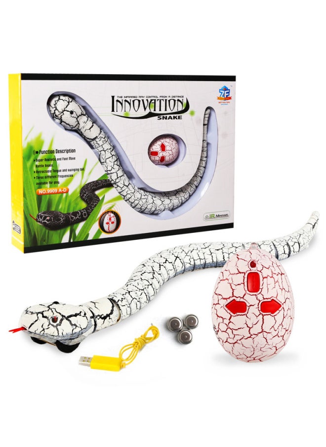 Children's Electric Trick Simulation Reptile Remote Control Infrared Intelligent Induction Mouse Funny Cat Toy-Color:9909A-D Infrared Remote Control Snake White 279 Grams Volume Weight 468 Grams  - Image 1