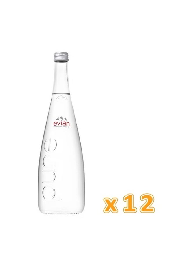 إيفيان Evian Natural Mineral Water Glass - 750ML (Pack of 12) - Image 2