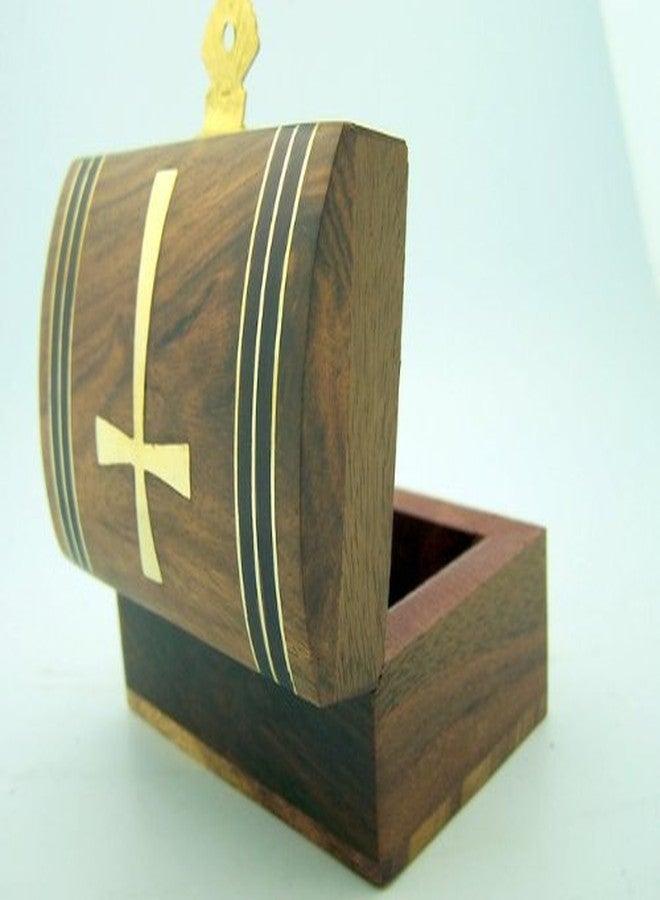 DDI Tapered Cross Design Wood Rosary Box - Image 4