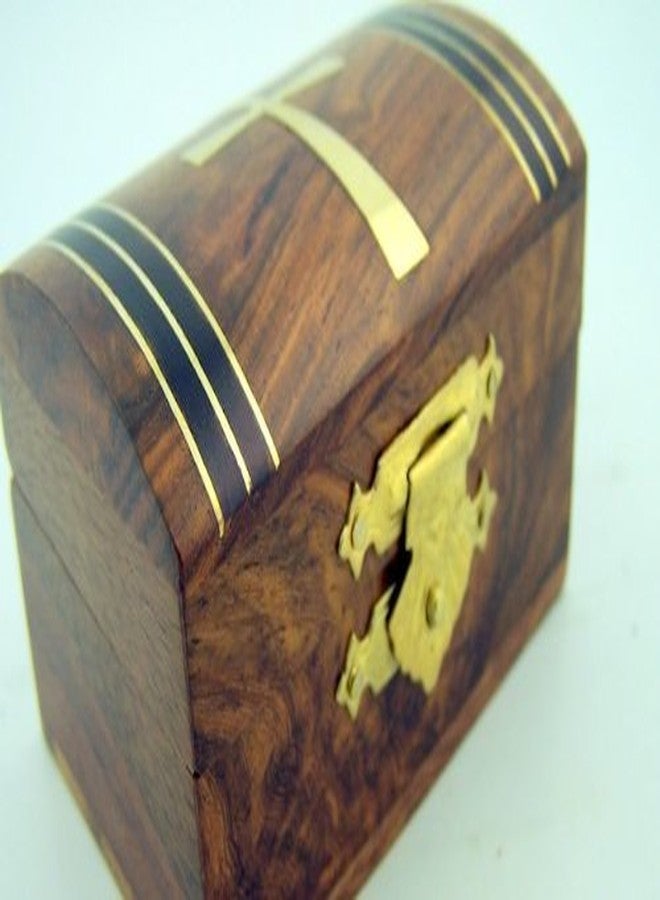 DDI Tapered Cross Design Wood Rosary Box - Image 1