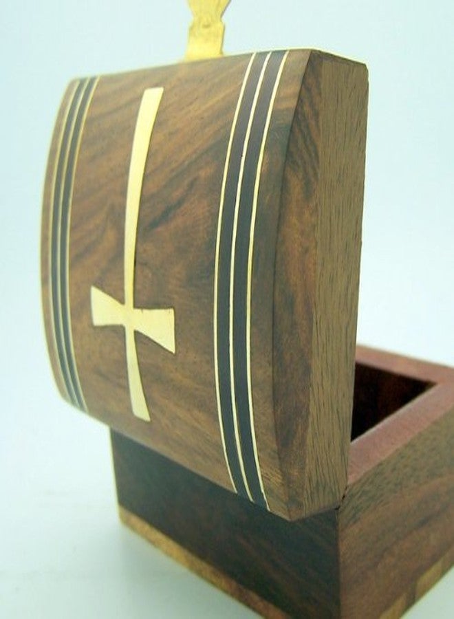 DDI Tapered Cross Design Wood Rosary Box - Image 3