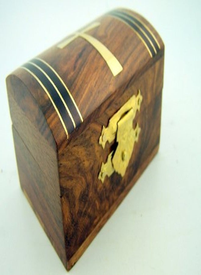 DDI Tapered Cross Design Wood Rosary Box - Image 2