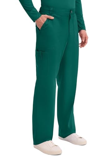 Cherokee Mens Scrub Pants with Cargo Pockets, Two-Way Stretch Modern fit Button Closure with Inside Drawstring Pants - WW140, L, Hunter Green - Image 5