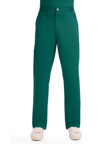 Cherokee Mens Scrub Pants with Cargo Pockets, Two-Way Stretch Modern fit Button Closure with Inside Drawstring Pants - WW140, L, Hunter Green - Image 1