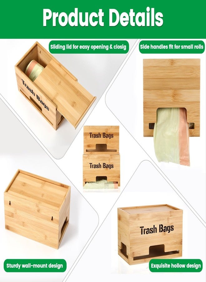 Kathfly 2 Pcs Bamboo Trash Bag Holder Dispenser Stackable Garbage Bag Dispenser, Large and Small Size Trash Organizer for Farmhouse Kitchen Laundry Under Sink, Wall Mounted or Freestanding - Image 4