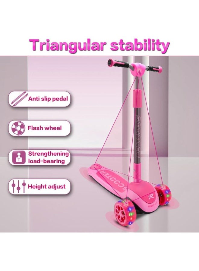 3-Wheel Scooter for Big Kids & Teenagers – Extra Wide Deck, 4-Level Adjustable Handlebar, Foldable Design – LED Flashing PU Wheels – Lean-to-Steer Glider Scooter – Ages 6–18 – Premium Alloy Build – Best Gift for Boys & Girls - Image 5