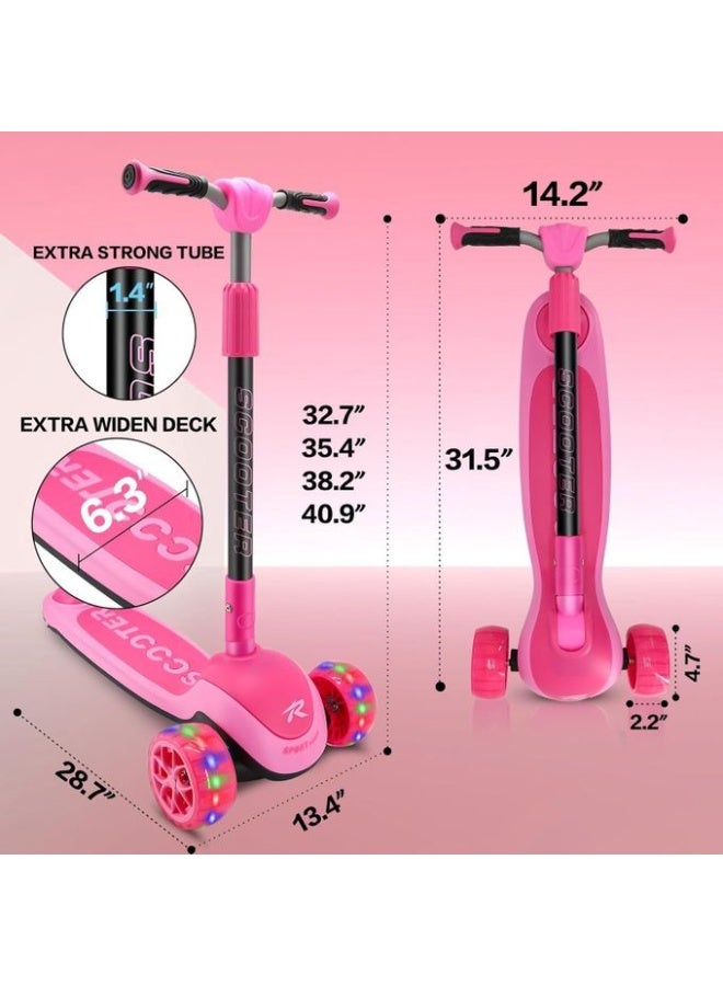 3-Wheel Scooter for Big Kids & Teenagers – Extra Wide Deck, 4-Level Adjustable Handlebar, Foldable Design – LED Flashing PU Wheels – Lean-to-Steer Glider Scooter – Ages 6–18 – Premium Alloy Build – Best Gift for Boys & Girls - Image 4