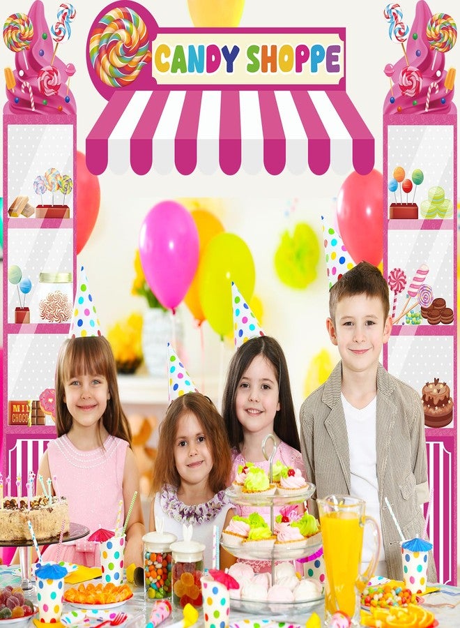 LUUFILx 3 Pcs Candy Shop Party Decorations Candy Theme Porch Banner Pink Sweet Candy Door Hanging Banner Donut Lollipop Sign Awning Backdrop for Baby Shower Birthday Party Supplies Photo Prop Indoor Outdoor - Image 2
