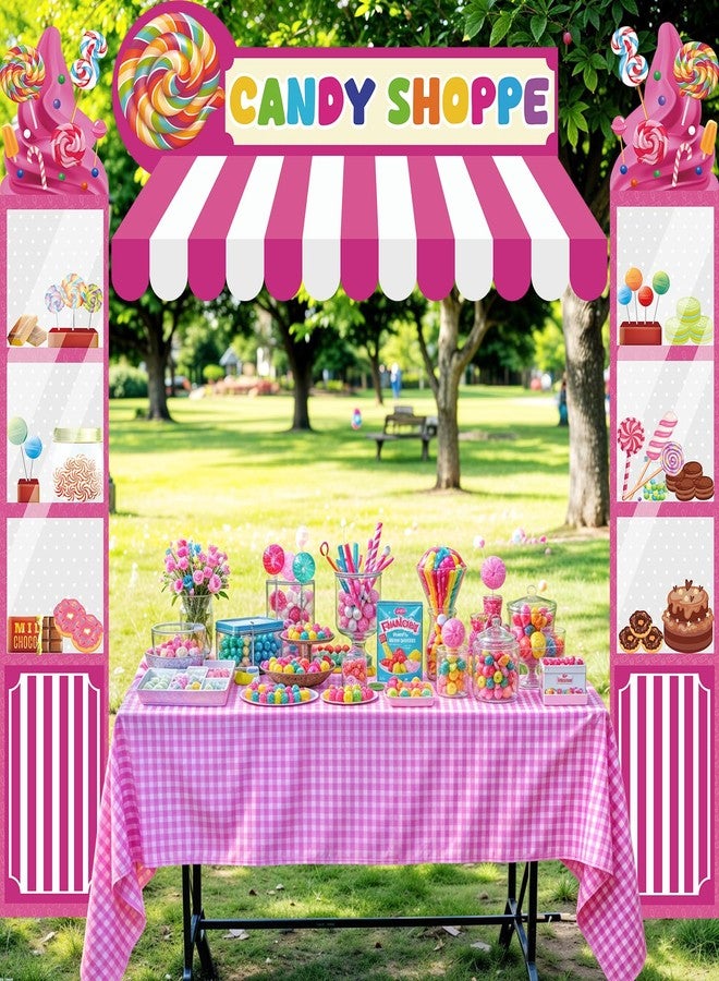 LUUFILx 3 Pcs Candy Shop Party Decorations Candy Theme Porch Banner Pink Sweet Candy Door Hanging Banner Donut Lollipop Sign Awning Backdrop for Baby Shower Birthday Party Supplies Photo Prop Indoor Outdoor - Image 4