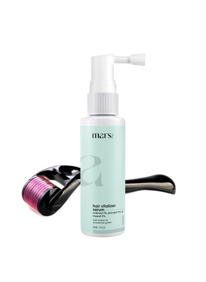 mars by GHC - Hair Growth Kit | Hair Growth Vitalizer 60Ml | Derma Roller Hair Activator | Reduces Hair Fall & Reactivates Hair Follicles - Image 1