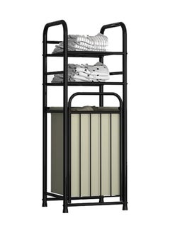 BLOOMING TIME Storage Rack With Tilting Dirty Clothes Basket,With Removable Liner Bag,Multi Layer Rack Bathroom Laundry Room Clothing Storage (H-Laundry Hamper)  - Image 1