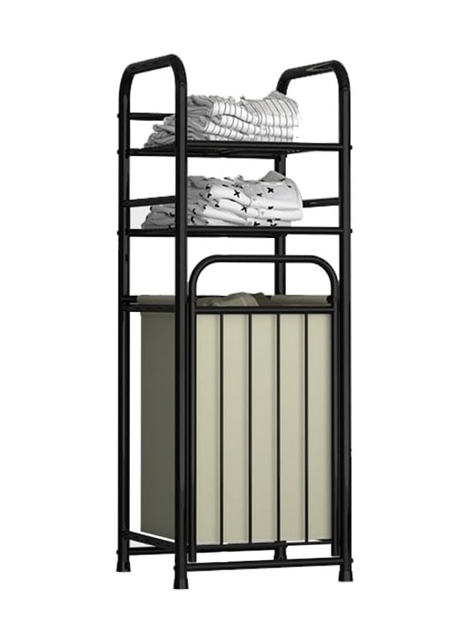 BLOOMING TIME Storage Rack With Tilting Dirty Clothes Basket,With Removable Liner Bag,Multi Layer Rack Bathroom Laundry Room Clothing Storage (H-Laundry Hamper)  - Image 1