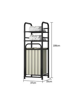 BLOOMING TIME Storage Rack With Tilting Dirty Clothes Basket,With Removable Liner Bag,Multi Layer Rack Bathroom Laundry Room Clothing Storage (H-Laundry Hamper)  - Image 3