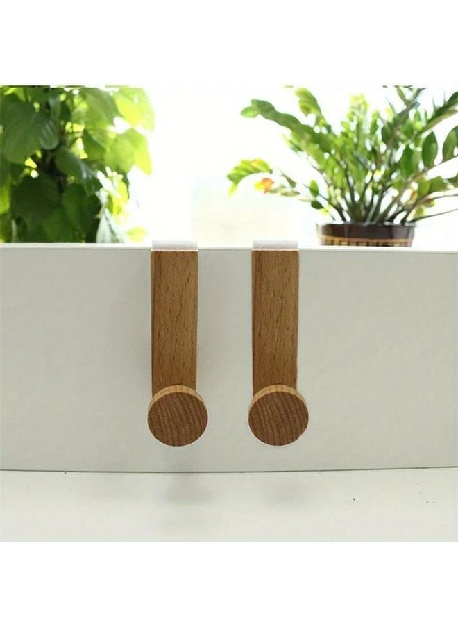 1 PC Iron Wooden Rack Organizer Kitchen Cabinet Hook Towel Clothes Coat Hanger - Image 3