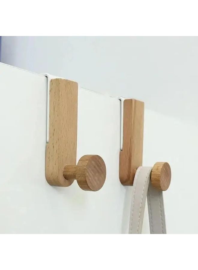 1 PC Iron Wooden Rack Organizer Kitchen Cabinet Hook Towel Clothes Coat Hanger - Image 2