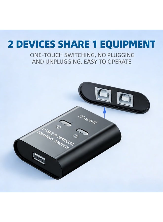 جهاز مشاركة طابعة USB 2 في 1، وجهاز مشاركة KVM 2 في 1، مع التبديل السريع بضغطة زر، والتوصيل والتشغيل الفوري، وسهولة الاستخدام والتوافق العالي، مما يعزز الكفاءة ويضمن إنتاجية عالية في العمل (أسود) - Image 2