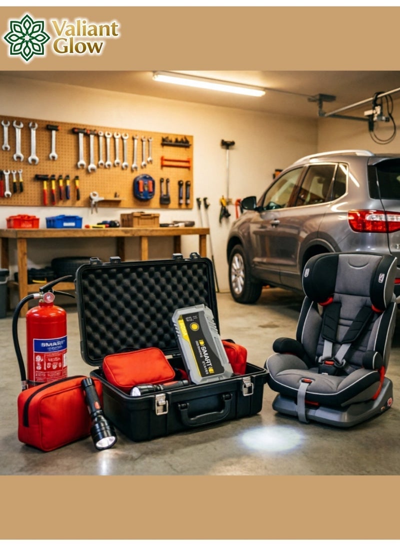 توهج شجاع جهاز تشغيل سيارات محمول بقوة 1500 أمبير (Jump Starter) - معزز بطارية 12 فولت وبنك طاقة، مزود بمصباح LED ومنفذ شحن سريع USB، جهاز تشغيل طوارئ للسيارات وسيارات الدفع الرباعي (SUV). - Image 4