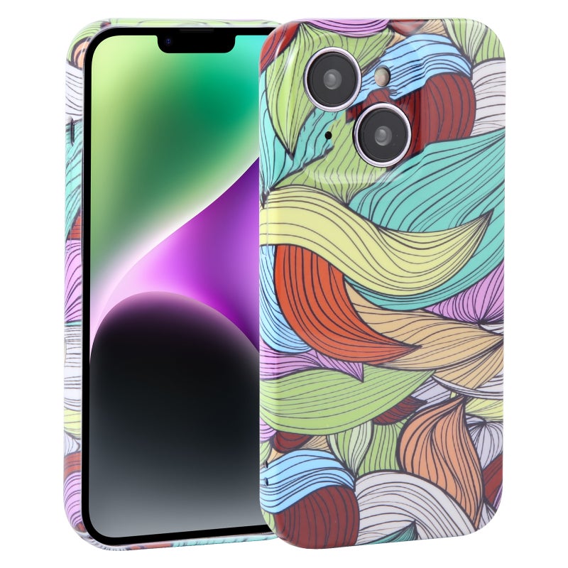 HuHa Protective Cover For iPhone 14 Plus Dustproof Net Full Coverage PC Phone Case(Contrasting Leaves) - Image 1