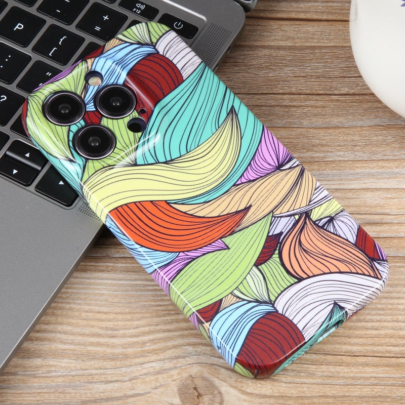 HuHa Protective Cover For iPhone 14 Plus Dustproof Net Full Coverage PC Phone Case(Contrasting Leaves) - Image 2