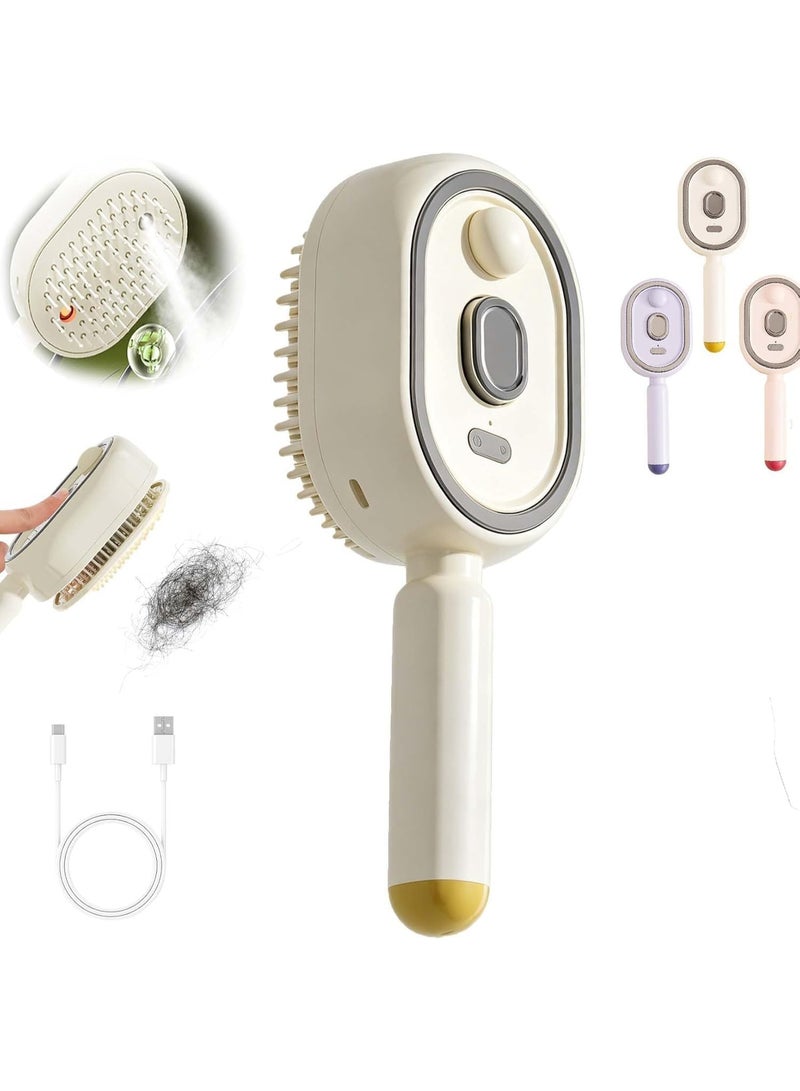ATRJSZ Electric Steam Brush, 3-in-1 Hair Brush with Built-in Water Spray, Rechargeable Steam Hair Brush for Detangling, Frizz Reducing and Nourishing Hair (Beige) - Image 1