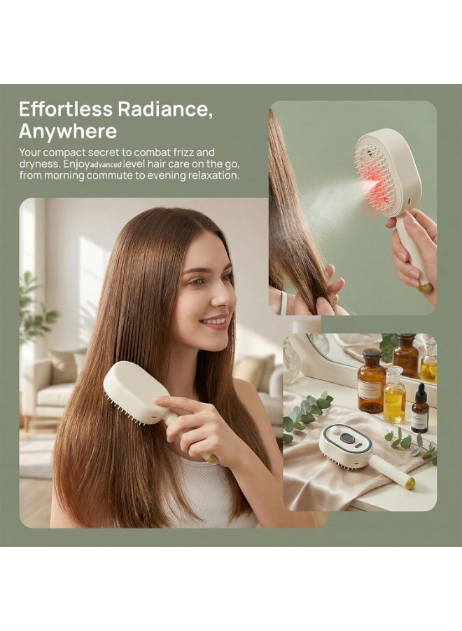ATRJSZ Electric Steam Brush, 3-in-1 Hair Brush with Built-in Water Spray, Rechargeable Steam Hair Brush for Detangling, Frizz Reducing and Nourishing Hair (Beige) - Image 3
