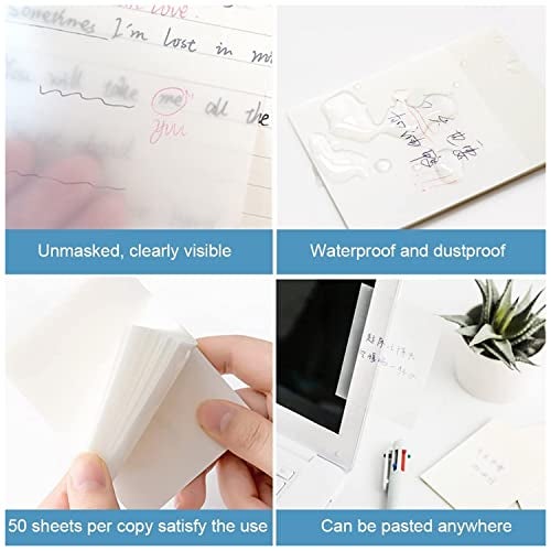 Rousrie Transparent Sticky Notes (Pack of 3), Full Translucent Note Pads of Size 3 Inch by 3 Inch for Notemaking, Art and Craft - Image 3