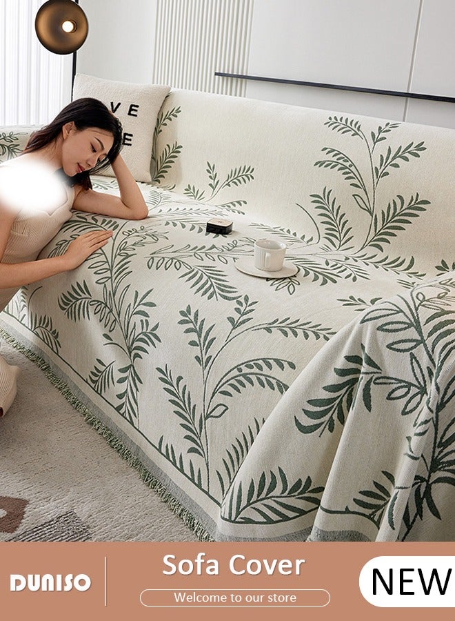 DUNISO غطاء أريكة شنيلا مزدوج الجوانب، غطاء أريكة أنيق، تصميم طباعة خطية، منشفة أريكة شنيلا مزدوجة الجوانب، غطاء أريكة شنيلا لأربعة مواسم متاح على الجانبين (130*180 سم) - Image 1
