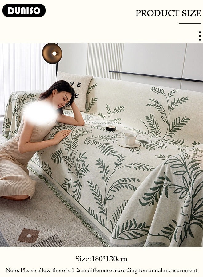 DUNISO غطاء أريكة شنيلا مزدوج الجوانب، غطاء أريكة أنيق، تصميم طباعة خطية، منشفة أريكة شنيلا مزدوجة الجوانب، غطاء أريكة شنيلا لأربعة مواسم متاح على الجانبين (130*180 سم) - Image 2