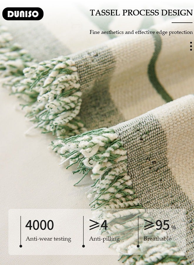 DUNISO غطاء أريكة شنيلا مزدوج الجوانب، غطاء أريكة أنيق، تصميم طباعة خطية، منشفة أريكة شنيلا مزدوجة الجوانب، غطاء أريكة شنيلا لأربعة مواسم متاح على الجانبين (130*180 سم) - Image 4