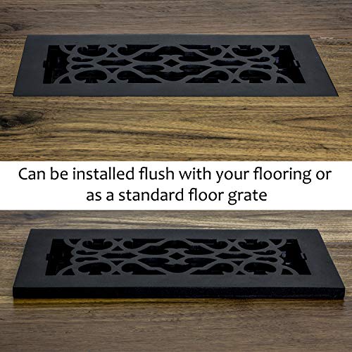 Decor Grates سجل أرضي فيكتوري AC614-BLK 6 × 10 بوصة من الحديد الزهر الأسود - Image 3