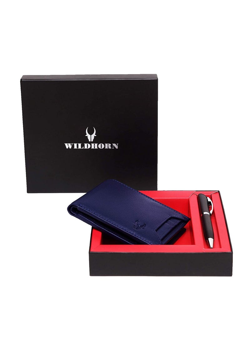 Wildhorn - Men Blue Genuine Leather Wallet Gift Set Combo - Image 1