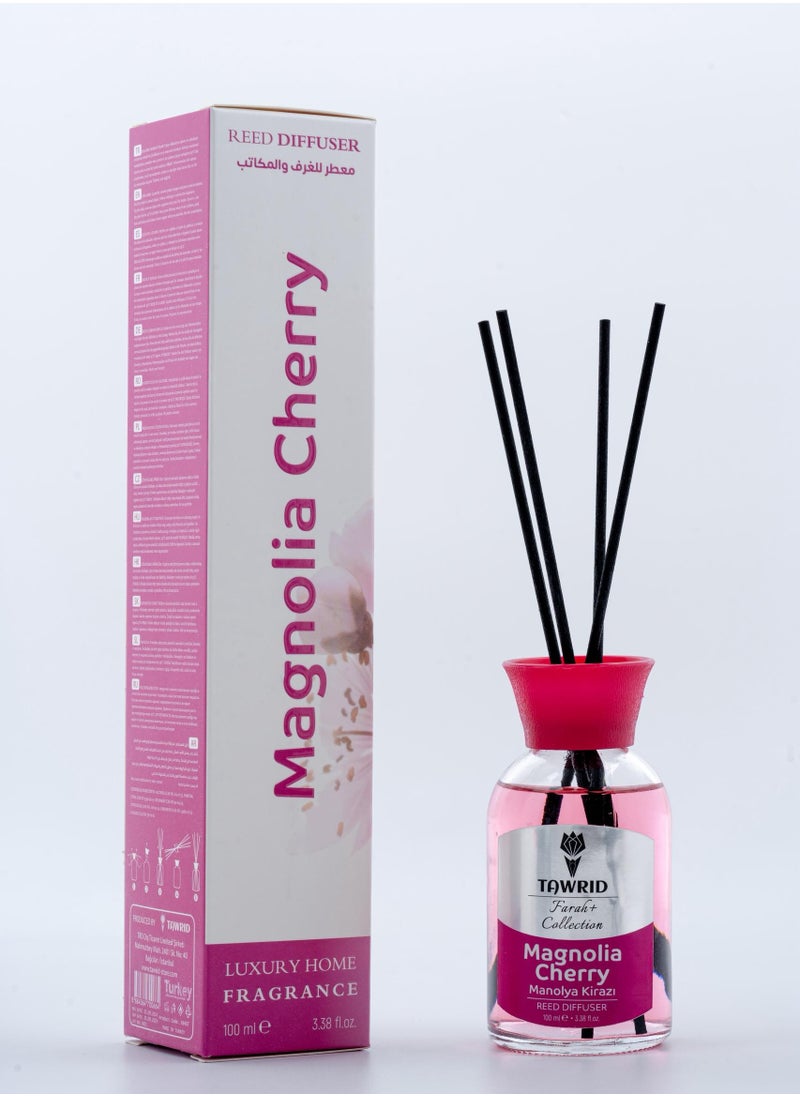 TAWRID Glass diffuser with wooden sticks, 100 ml with cherry scent. 