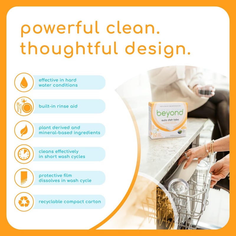 Beyond Auto Dishwasher Tablets [32 tablets] - Fragrance & Dye Free - Certified Biobased. Powerful. Plant-Based Ingredients - Image 3