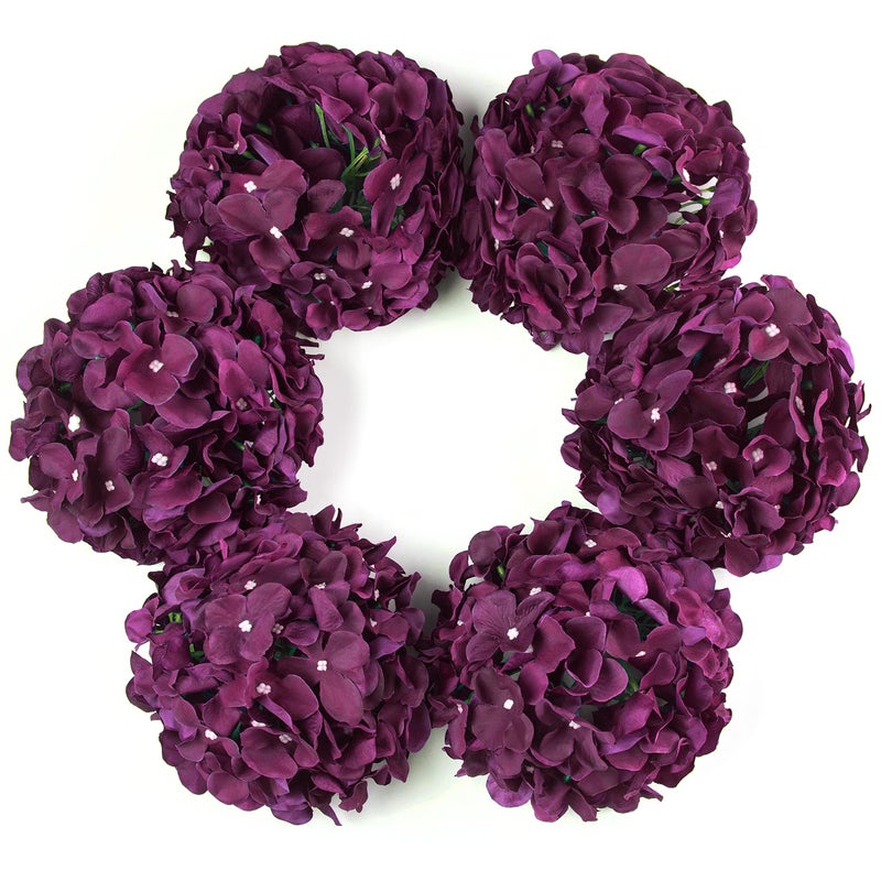 DuHouse Silk Hydrangea Artificial Flower Heads with Stems Fake Hydrangeas Flowers for DIY Wedding Centerpiece Home DecorPack of 6Plum - Image 2