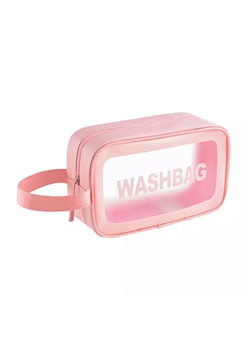 LIGHTNIING HAMMERZ Lightniing Hammerz Washbag Makeup Pouch Travel Cosmetic Organize Clear Toiletry Storage Organizer Bag for Women Girls Men Pink  - Image 1