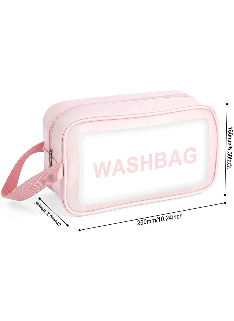LIGHTNIING HAMMERZ Lightniing Hammerz Washbag Makeup Pouch Travel Cosmetic Organize Clear Toiletry Storage Organizer Bag for Women Girls Men Pink  - Image 2