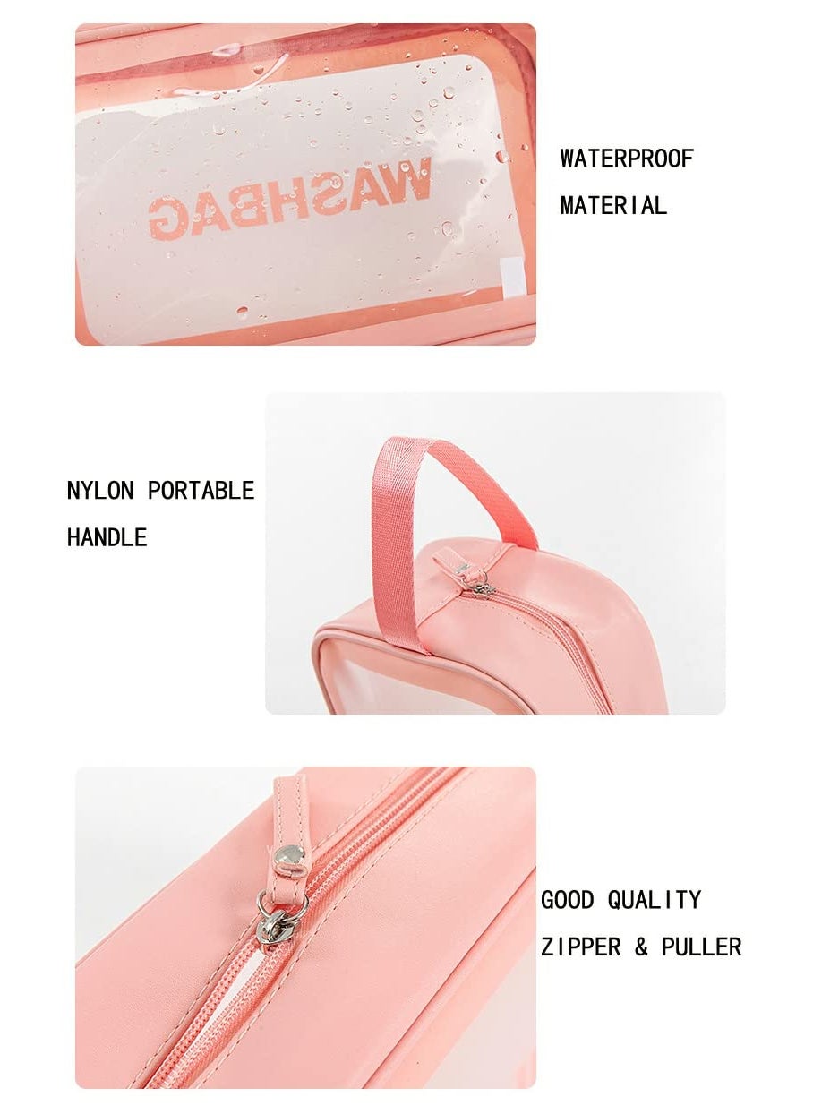 LIGHTNIING HAMMERZ Lightniing Hammerz Washbag Makeup Pouch Travel Cosmetic Organize Clear Toiletry Storage Organizer Bag for Women Girls Men Pink  - Image 3