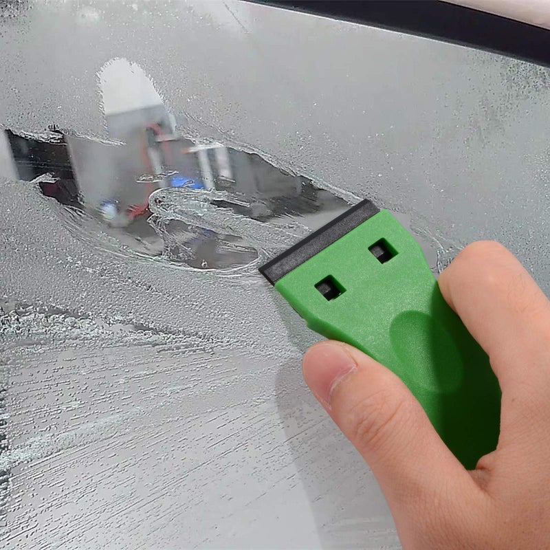 EHDIS 1.5" Plastic Razor Scraper with 10pcs Double Edged Plastic Blades for Removing Labels Stickers Decals on Glass Windows (Green) - Image 3