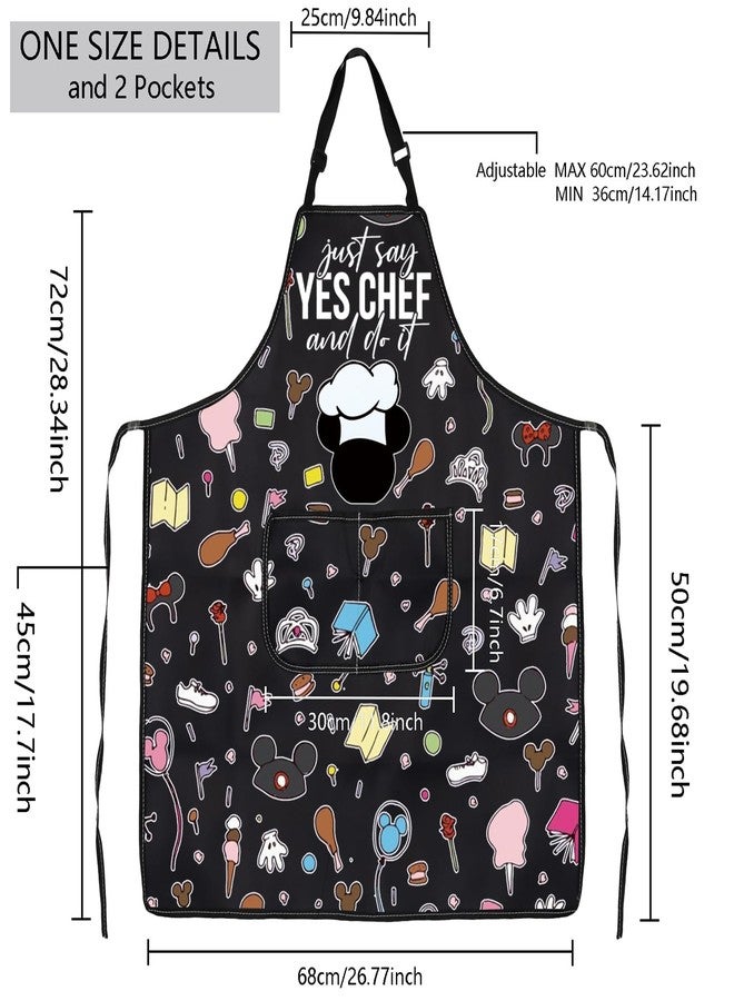 MBMSO Cartoon Mouse Apron with Pockets Mouse Chef Apron Just Say Yes Chef and Do It Kitchen Apron for Cartoon Fan Anime Apron (Cartoon Mouse Apron-b) - Image 2