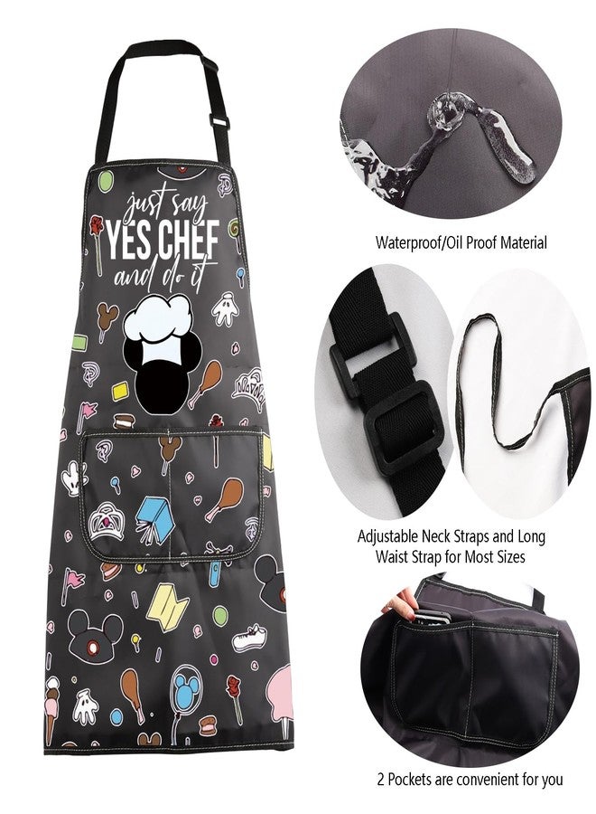 MBMSO Cartoon Mouse Apron with Pockets Mouse Chef Apron Just Say Yes Chef and Do It Kitchen Apron for Cartoon Fan Anime Apron (Cartoon Mouse Apron-b) - Image 5