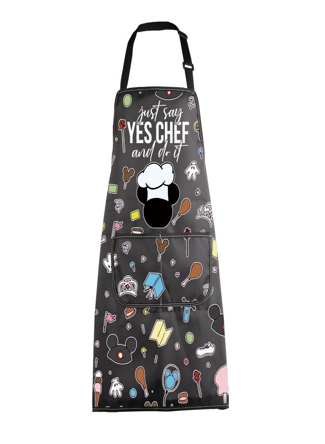 MBMSO Cartoon Mouse Apron with Pockets Mouse Chef Apron Just Say Yes Chef and Do It Kitchen Apron for Cartoon Fan Anime Apron (Cartoon Mouse Apron-b) - Image 1