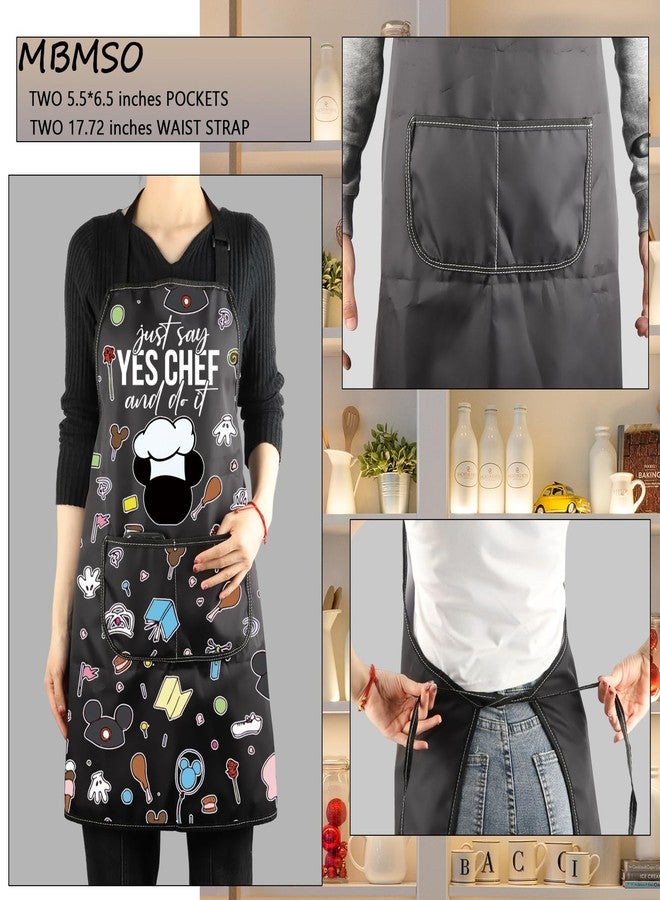 MBMSO Cartoon Mouse Apron with Pockets Mouse Chef Apron Just Say Yes Chef and Do It Kitchen Apron for Cartoon Fan Anime Apron (Cartoon Mouse Apron-b) - Image 3