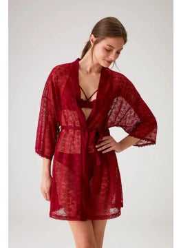 pierre cardin 4663 Women's Lace Dressing Gown - Burgundy  - Image 1