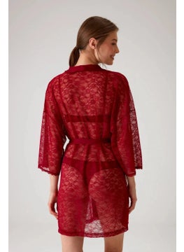 pierre cardin 4663 Women's Lace Dressing Gown - Burgundy  - Image 2